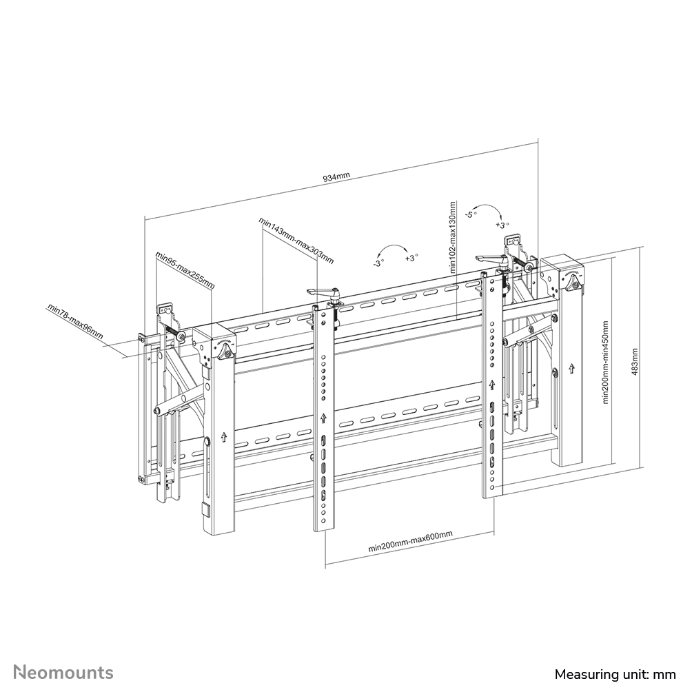 Neomounts LED-VW2000BLACK Videowall wall mount 32-75" - pop-out - max 70 kg